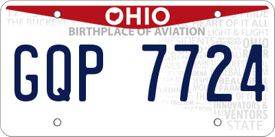 OH license plate GQP7724