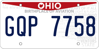 OH license plate GQP7758