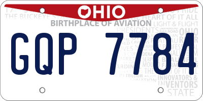 OH license plate GQP7784