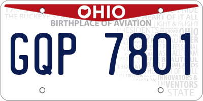 OH license plate GQP7801