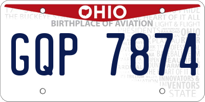 OH license plate GQP7874