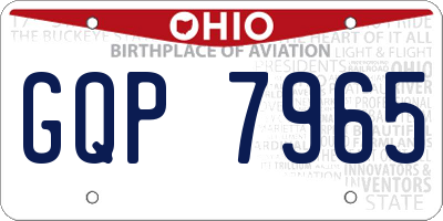 OH license plate GQP7965