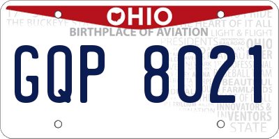 OH license plate GQP8021