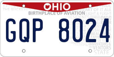 OH license plate GQP8024