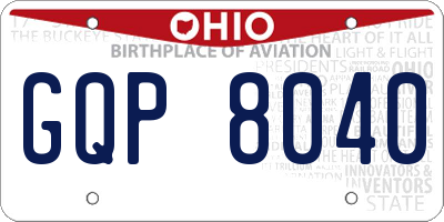 OH license plate GQP8040