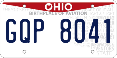 OH license plate GQP8041