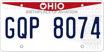 OH license plate GQP8074