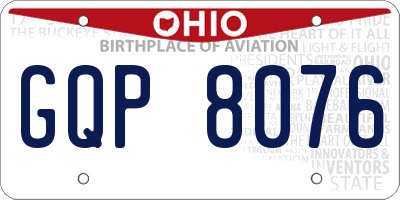 OH license plate GQP8076