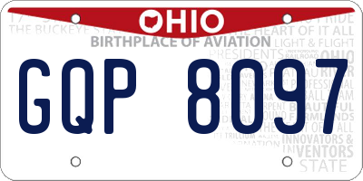OH license plate GQP8097