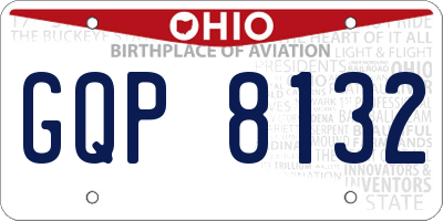 OH license plate GQP8132