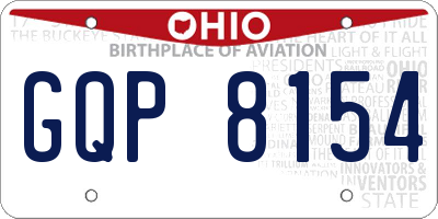 OH license plate GQP8154