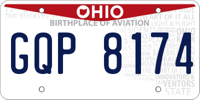 OH license plate GQP8174