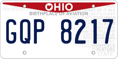 OH license plate GQP8217