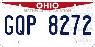 OH license plate GQP8272