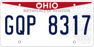 OH license plate GQP8317