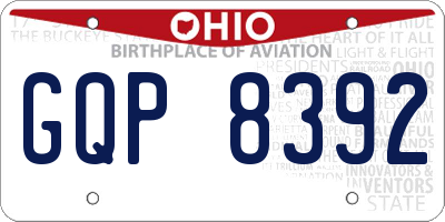 OH license plate GQP8392