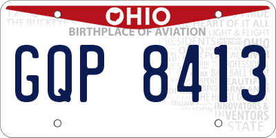 OH license plate GQP8413