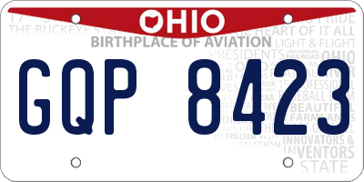 OH license plate GQP8423