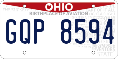 OH license plate GQP8594