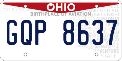 OH license plate GQP8637