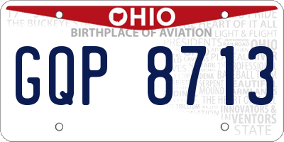 OH license plate GQP8713
