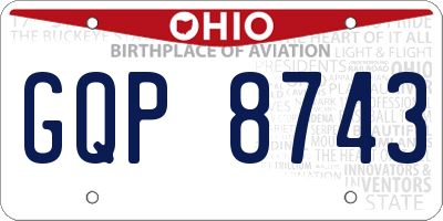 OH license plate GQP8743