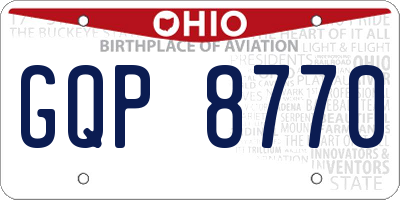 OH license plate GQP8770