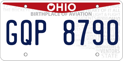OH license plate GQP8790