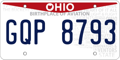 OH license plate GQP8793
