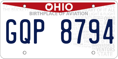 OH license plate GQP8794