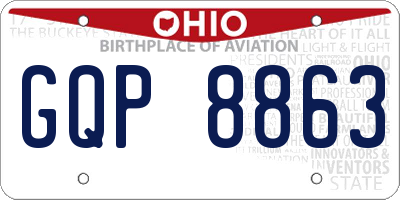 OH license plate GQP8863