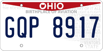OH license plate GQP8917