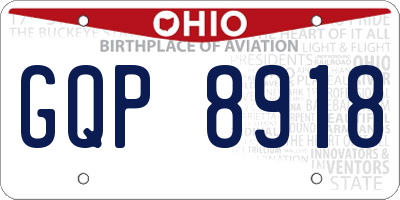 OH license plate GQP8918