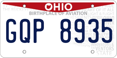OH license plate GQP8935