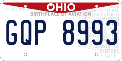 OH license plate GQP8993