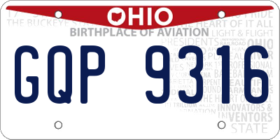 OH license plate GQP9316