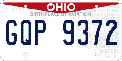 OH license plate GQP9372