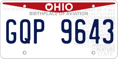 OH license plate GQP9643