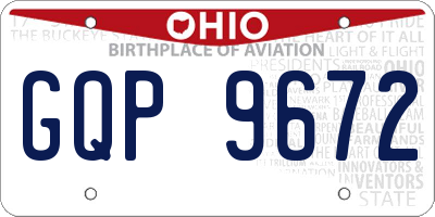 OH license plate GQP9672