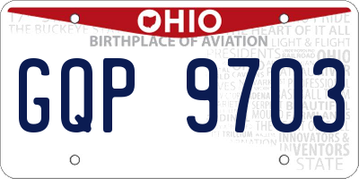 OH license plate GQP9703