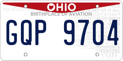 OH license plate GQP9704