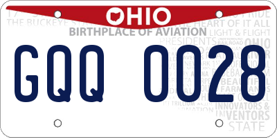 OH license plate GQQ0028