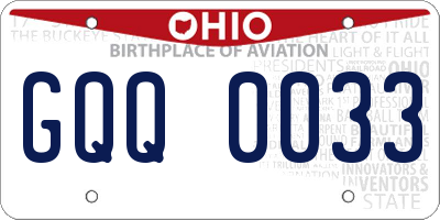 OH license plate GQQ0033