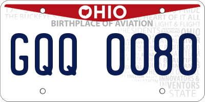 OH license plate GQQ0080