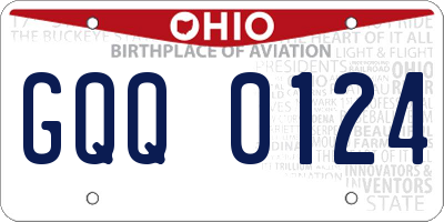 OH license plate GQQ0124