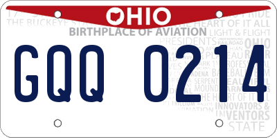 OH license plate GQQ0214