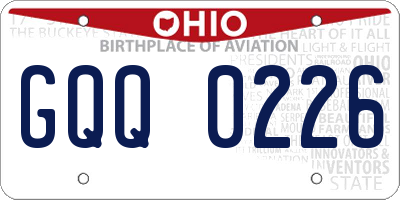 OH license plate GQQ0226