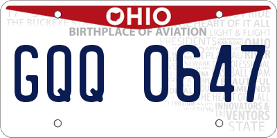 OH license plate GQQ0647