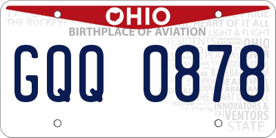 OH license plate GQQ0878
