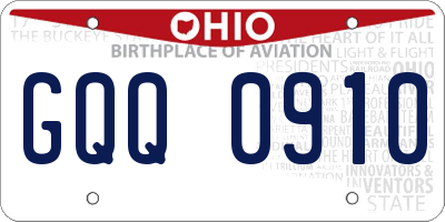 OH license plate GQQ0910
